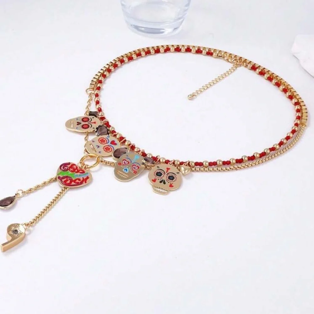 Zara Multicolor Skull Charm Necklace